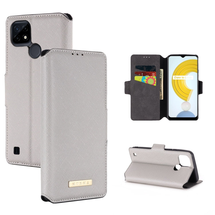 For OPPO Realme C21 MUXMA MX115 Cross Texture Oil Edge Flip Leather Phone Case