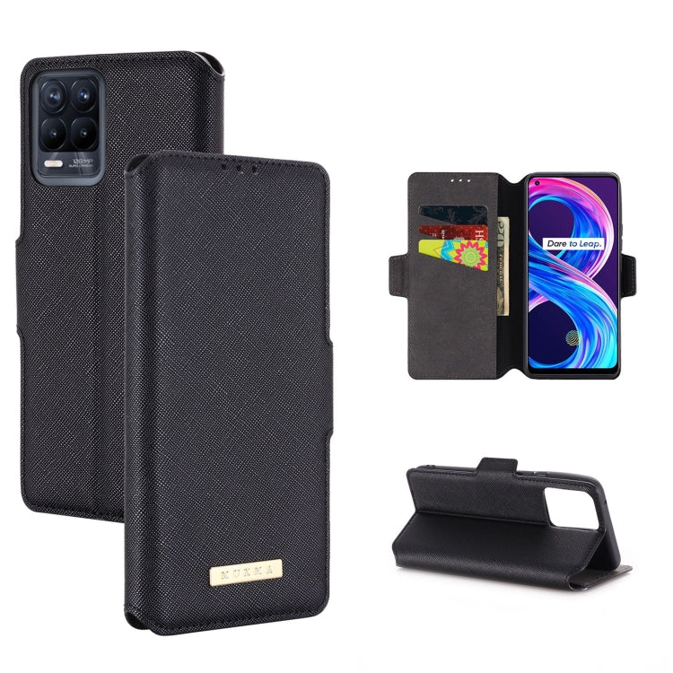 For OPPO Realme 8 / 8 Pro MUXMA MX115 Cross Texture Oil Edge Flip Leather Phone Case