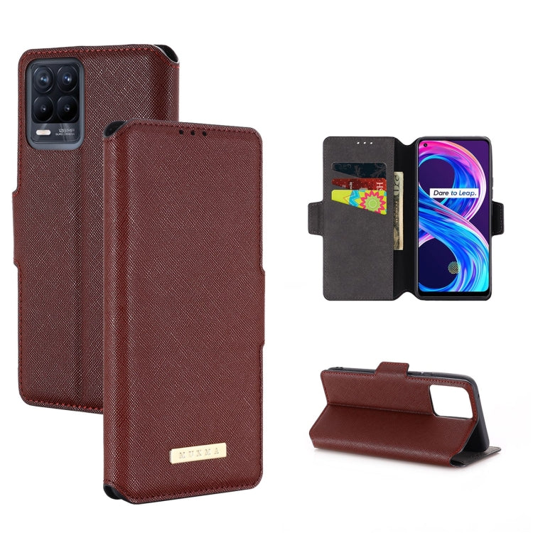 For OPPO Realme 8 / 8 Pro MUXMA MX115 Cross Texture Oil Edge Flip Leather Phone Case