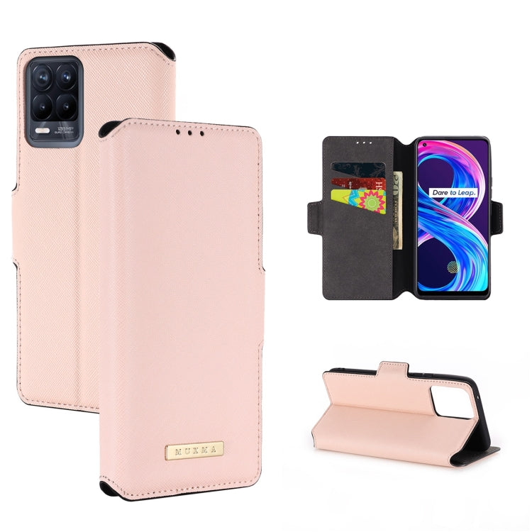 For OPPO Realme 8 / 8 Pro MUXMA MX115 Cross Texture Oil Edge Flip Leather Phone Case