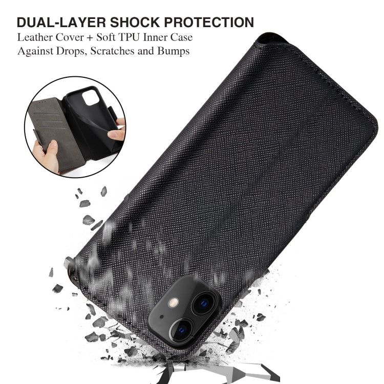 For iPhone 12 MUXMA MX115 Cross Texture Oil Edge Flip Leather Phone Case