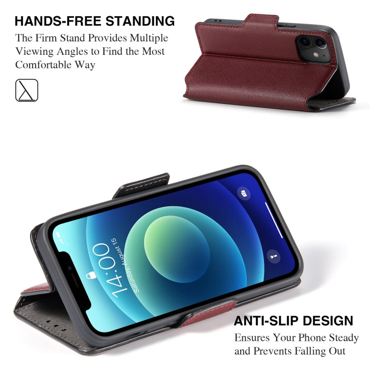 For iPhone 12 MUXMA MX115 Cross Texture Oil Edge Flip Leather Phone Case