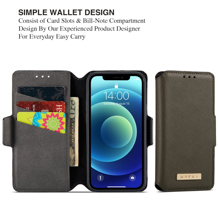 For iPhone 12 MUXMA MX115 Cross Texture Oil Edge Flip Leather Phone Case