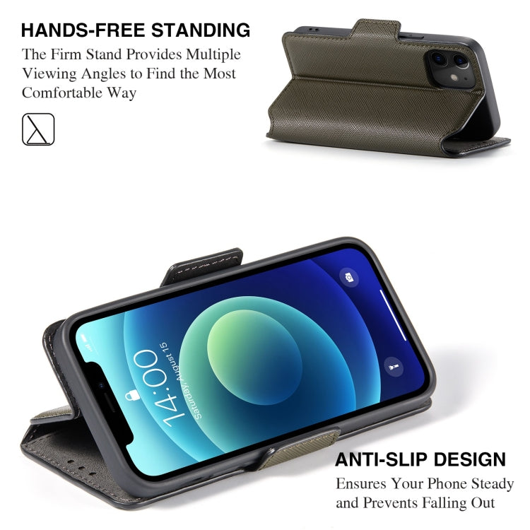 For iPhone 12 MUXMA MX115 Cross Texture Oil Edge Flip Leather Phone Case