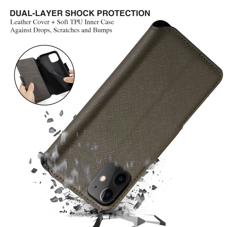 For iPhone 12 MUXMA MX115 Cross Texture Oil Edge Flip Leather Phone Case
