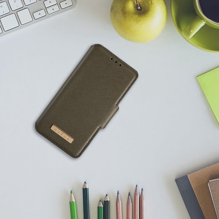 For iPhone 12 MUXMA MX115 Cross Texture Oil Edge Flip Leather Phone Case