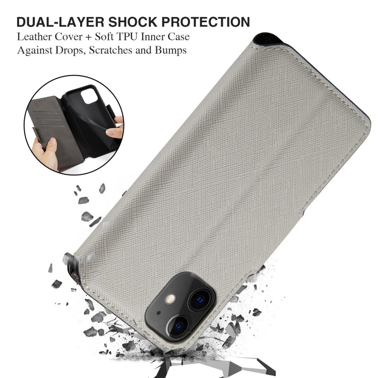 For iPhone 12 MUXMA MX115 Cross Texture Oil Edge Flip Leather Phone Case