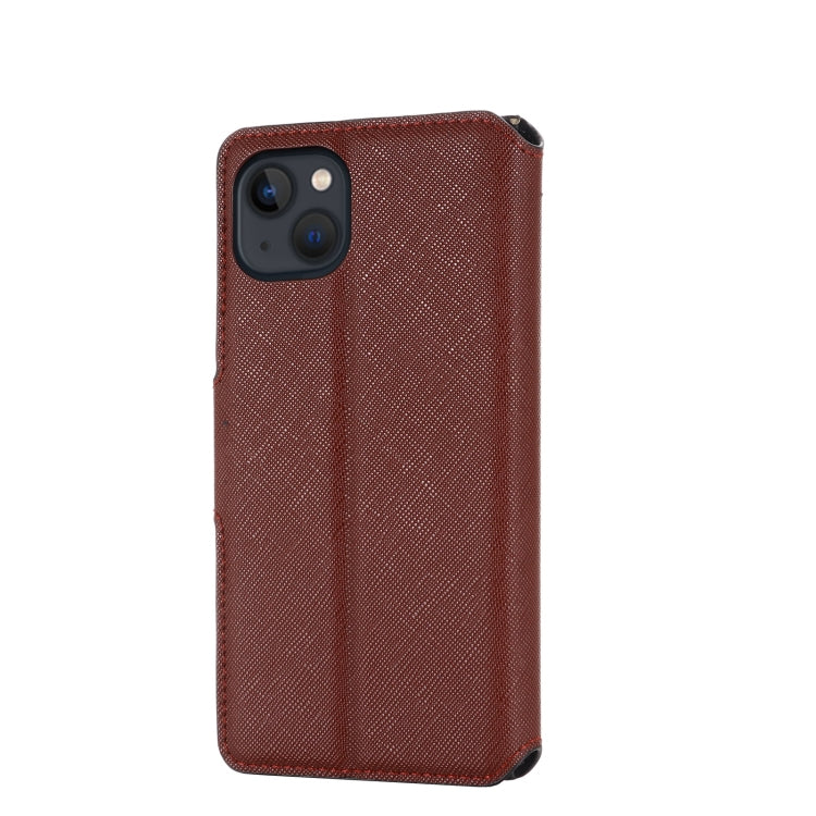 For iPhone 13 MUXMA MX115 Cross Texture Oil Edge Flip Leather Phone Case