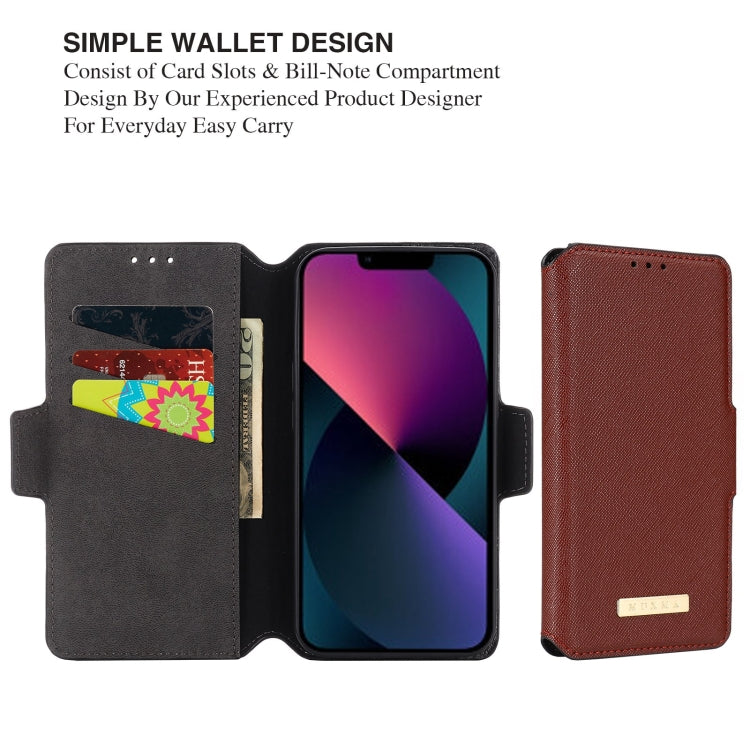 For iPhone 13 MUXMA MX115 Cross Texture Oil Edge Flip Leather Phone Case