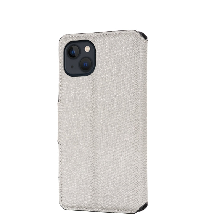 For iPhone 13 MUXMA MX115 Cross Texture Oil Edge Flip Leather Phone Case