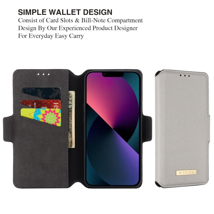 For iPhone 13 MUXMA MX115 Cross Texture Oil Edge Flip Leather Phone Case