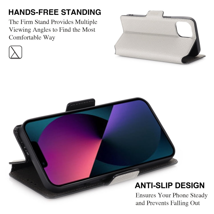 For iPhone 13 MUXMA MX115 Cross Texture Oil Edge Flip Leather Phone Case