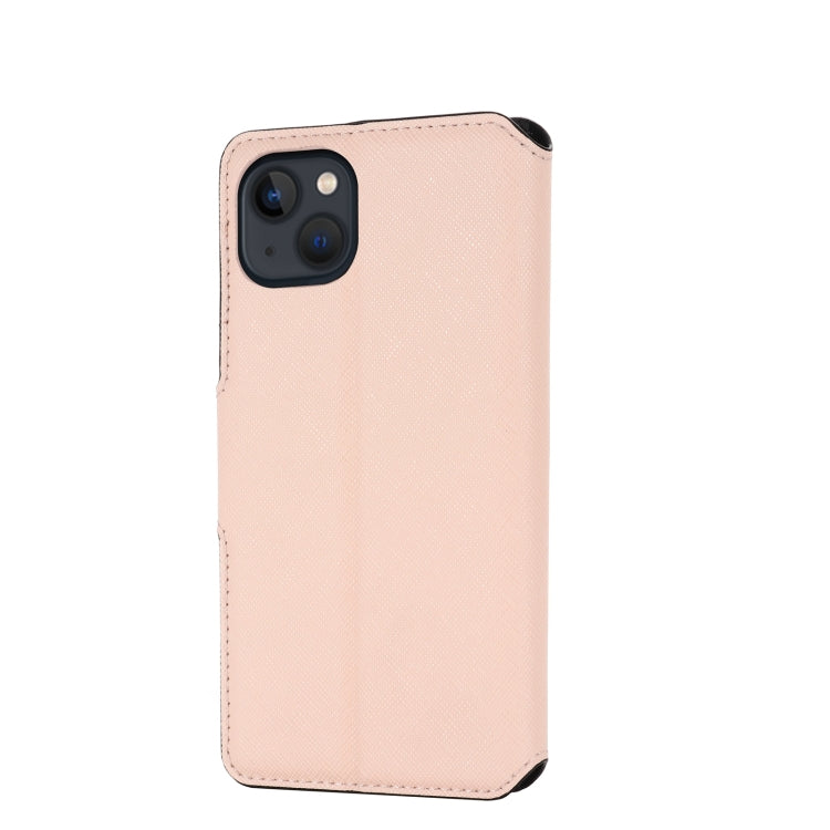 For iPhone 13 MUXMA MX115 Cross Texture Oil Edge Flip Leather Phone Case