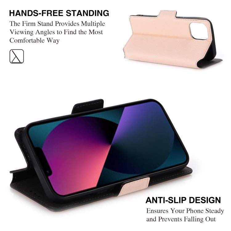 For iPhone 13 MUXMA MX115 Cross Texture Oil Edge Flip Leather Phone Case