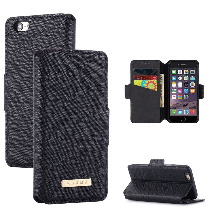 MUXMA MX115 Cross Texture Oil Edge Flip Leather Phone Case For iPhone 6s / 6