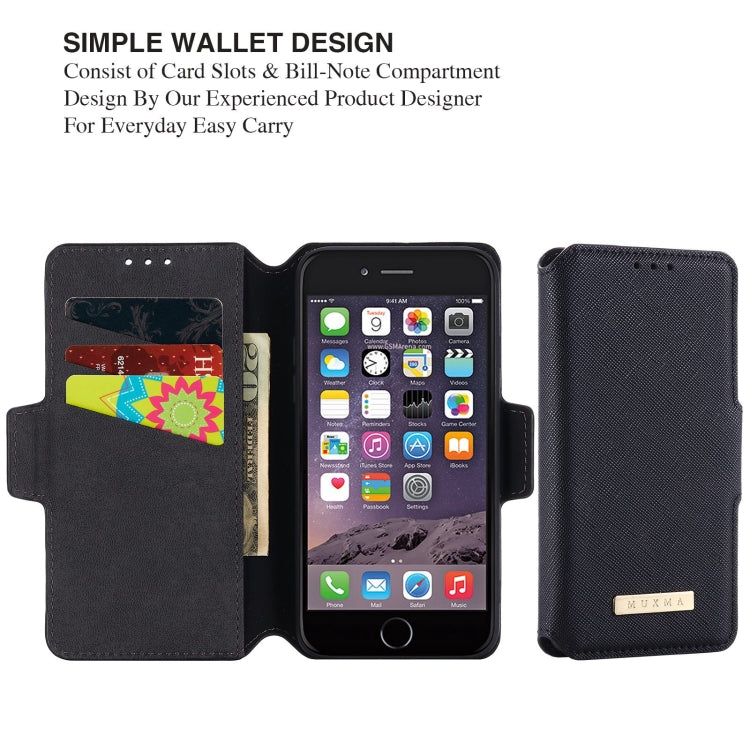 MUXMA MX115 Cross Texture Oil Edge Flip Leather Phone Case For iPhone 6s / 6