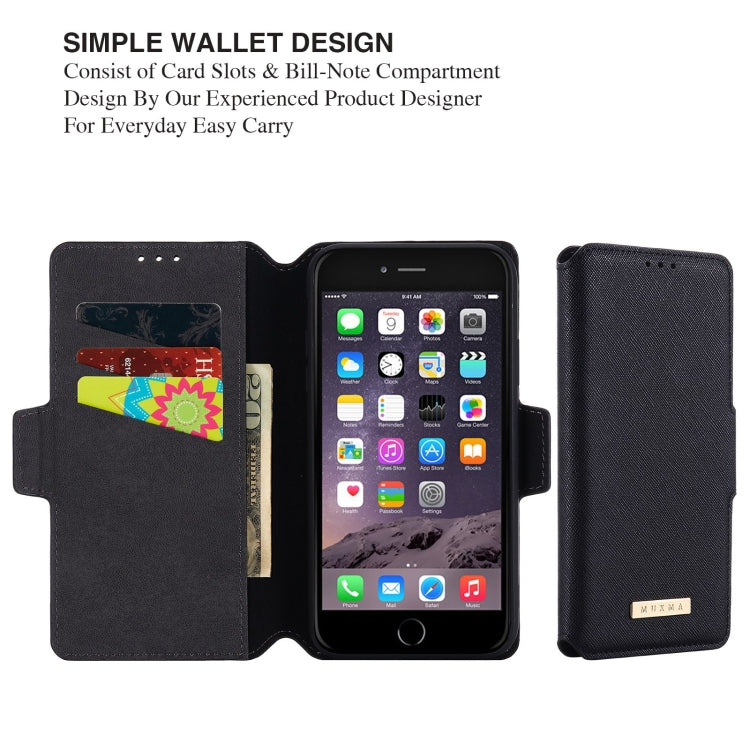 MUXMA MX115 Cross Texture Oil Edge Flip Leather Phone Case For iPhone 6s Plus / 6 Plus