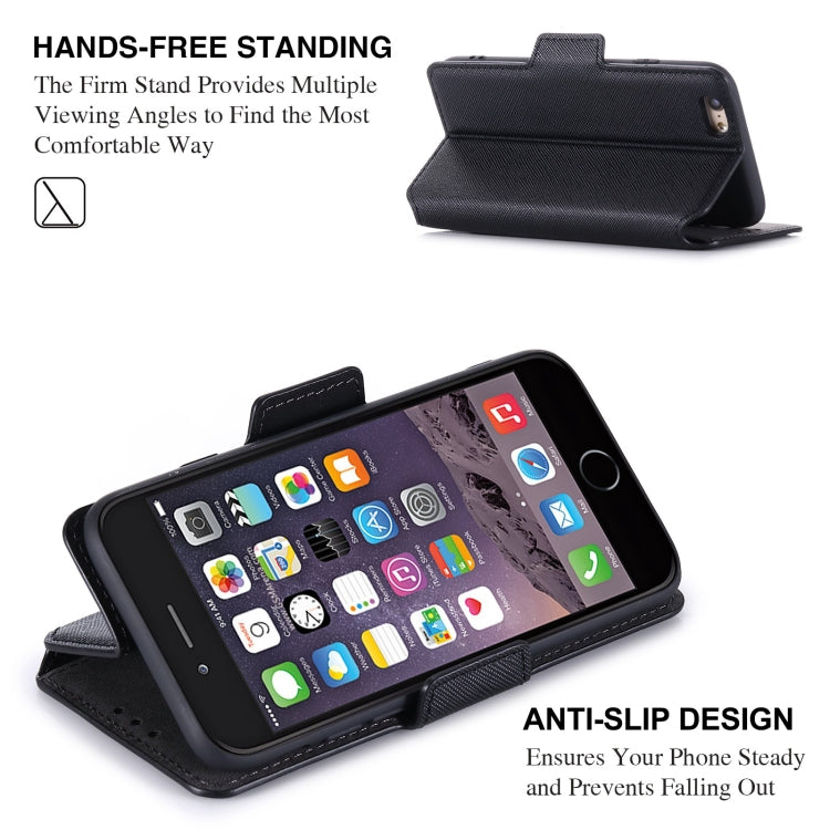 MUXMA MX115 Cross Texture Oil Edge Flip Leather Phone Case For iPhone 6s Plus / 6 Plus