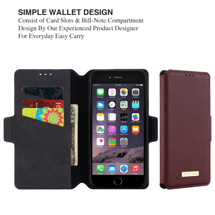MUXMA MX115 Cross Texture Oil Edge Flip Leather Phone Case For iPhone 6s Plus / 6 Plus