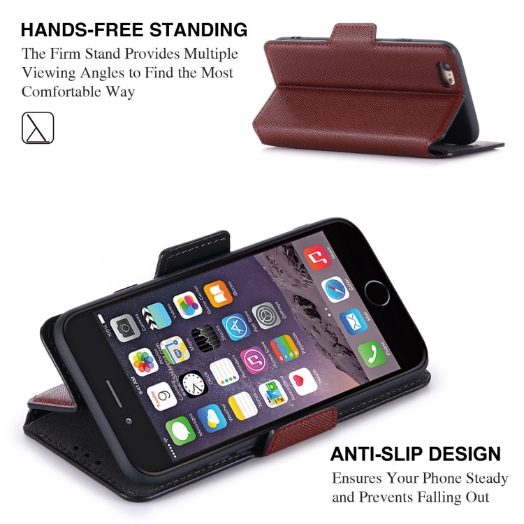 MUXMA MX115 Cross Texture Oil Edge Flip Leather Phone Case For iPhone 6s Plus / 6 Plus