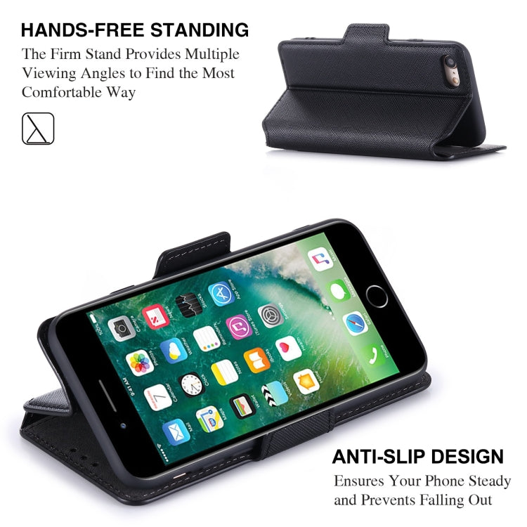 For iPhone SE 2022 / SE 2020 / 8 / 7 MUXMA MX115 Cross Texture Oil Edge Flip Leather Phone Case