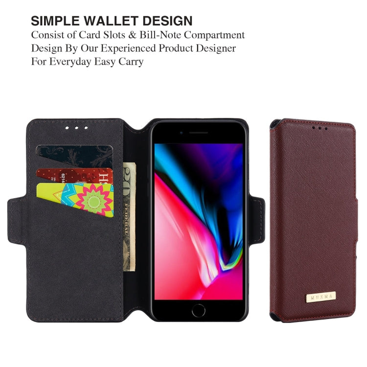 MUXMA MX115 Cross Texture Oil Edge Flip Leather Phone Case For iPhone 8 Plus / 7 Plus
