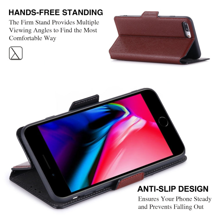 MUXMA MX115 Cross Texture Oil Edge Flip Leather Phone Case For iPhone 8 Plus / 7 Plus