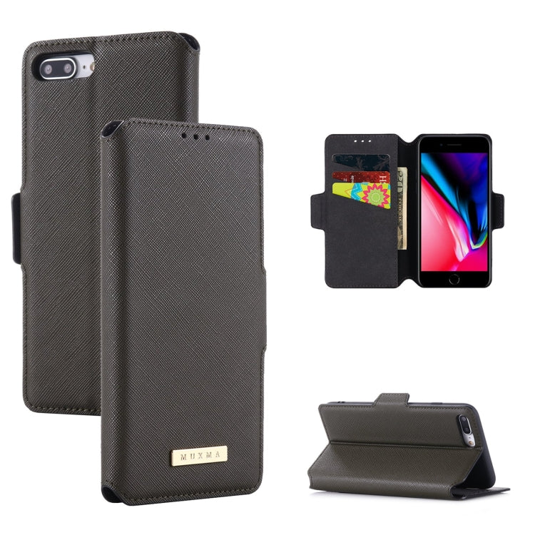 MUXMA MX115 Cross Texture Oil Edge Flip Leather Phone Case For iPhone 8 Plus / 7 Plus