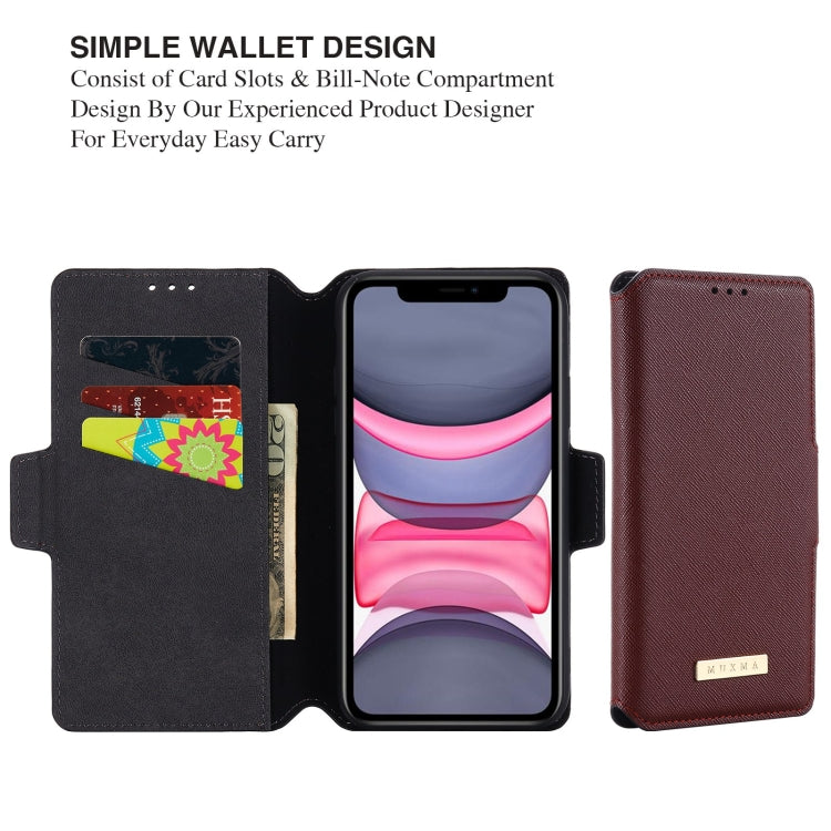 For iPhone 11 MUXMA MX115 Cross Texture Oil Edge Flip Leather Phone Case