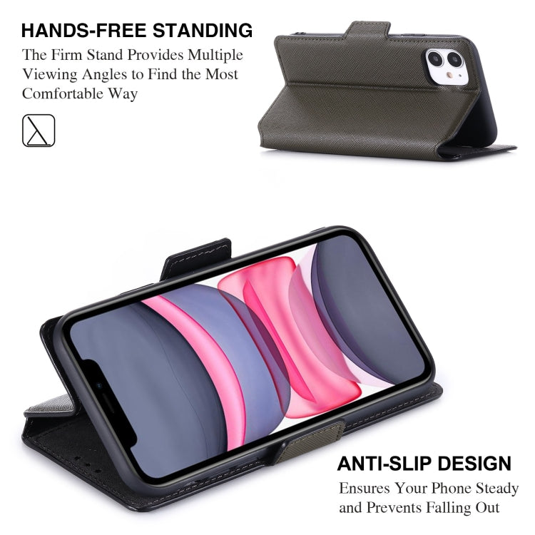 For iPhone 11 MUXMA MX115 Cross Texture Oil Edge Flip Leather Phone Case