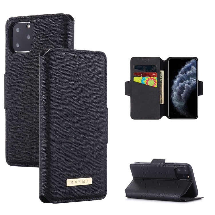 For iPhone 11 Pro MUXMA MX115 Cross Texture Oil Edge Flip Leather Phone Case