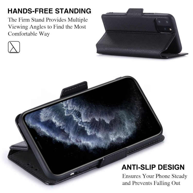 For iPhone 11 Pro MUXMA MX115 Cross Texture Oil Edge Flip Leather Phone Case