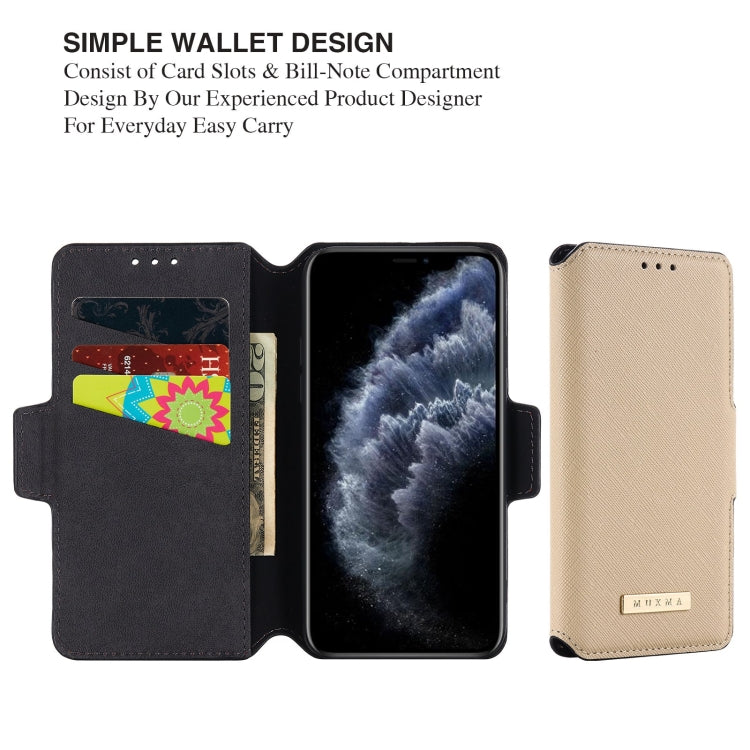 For iPhone 11 Pro MUXMA MX115 Cross Texture Oil Edge Flip Leather Phone Case