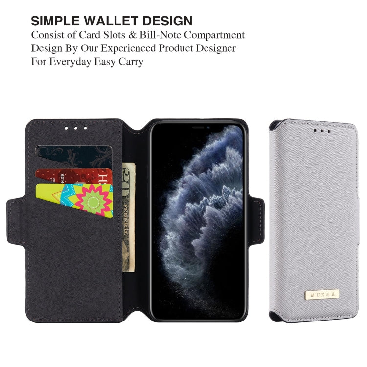 For iPhone 11 Pro MUXMA MX115 Cross Texture Oil Edge Flip Leather Phone Case