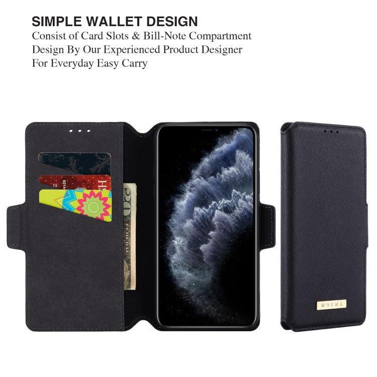 For iPhone 11 Pro Max MUXMA MX115 Cross Texture Oil Edge Flip Leather Phone Case