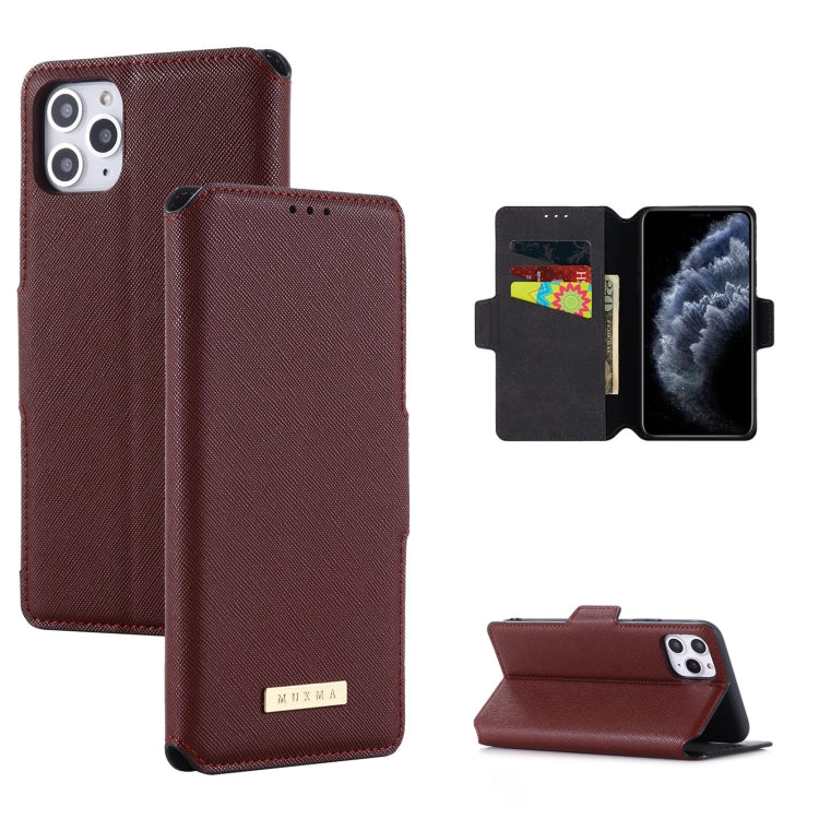 For iPhone 11 Pro Max MUXMA MX115 Cross Texture Oil Edge Flip Leather Phone Case