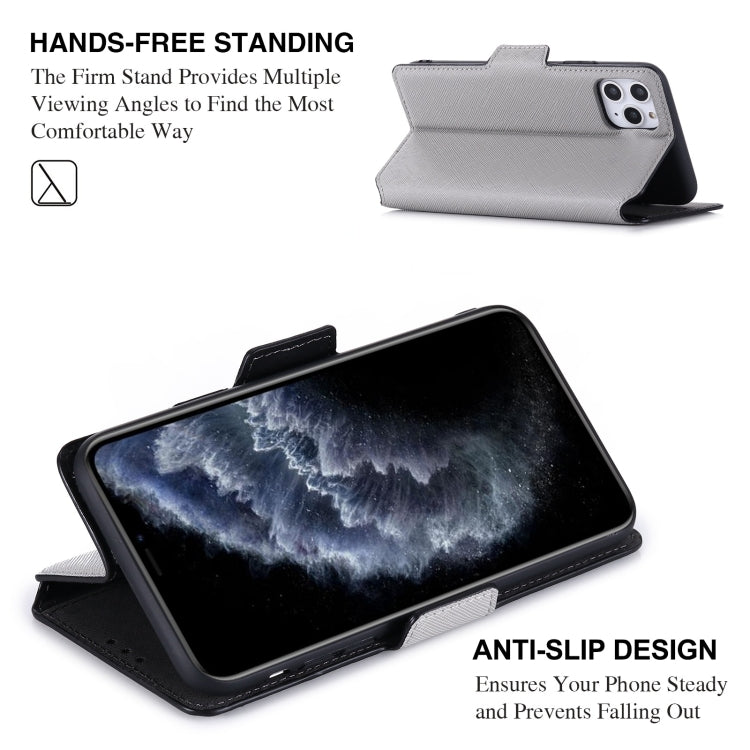 For iPhone 11 Pro Max MUXMA MX115 Cross Texture Oil Edge Flip Leather Phone Case