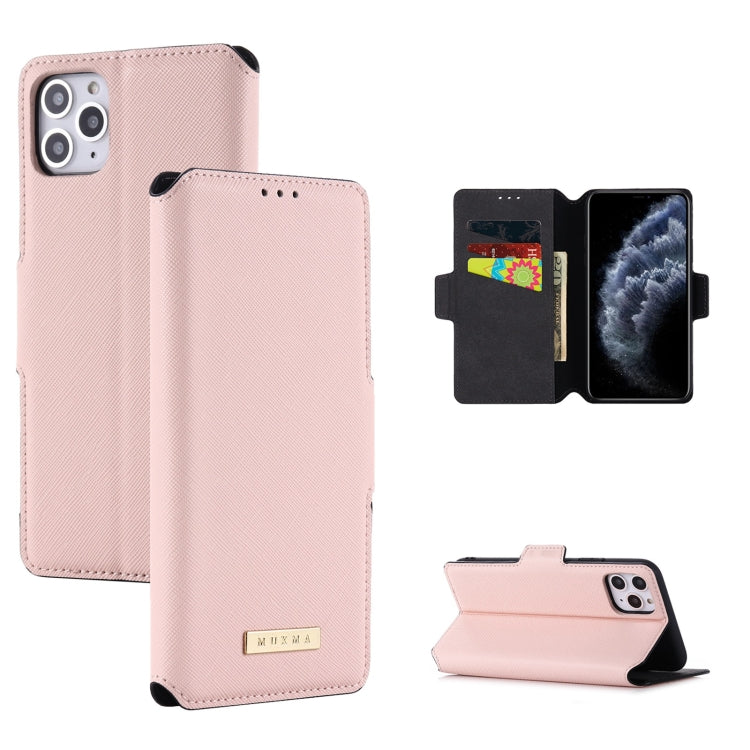 For iPhone 11 Pro Max MUXMA MX115 Cross Texture Oil Edge Flip Leather Phone Case
