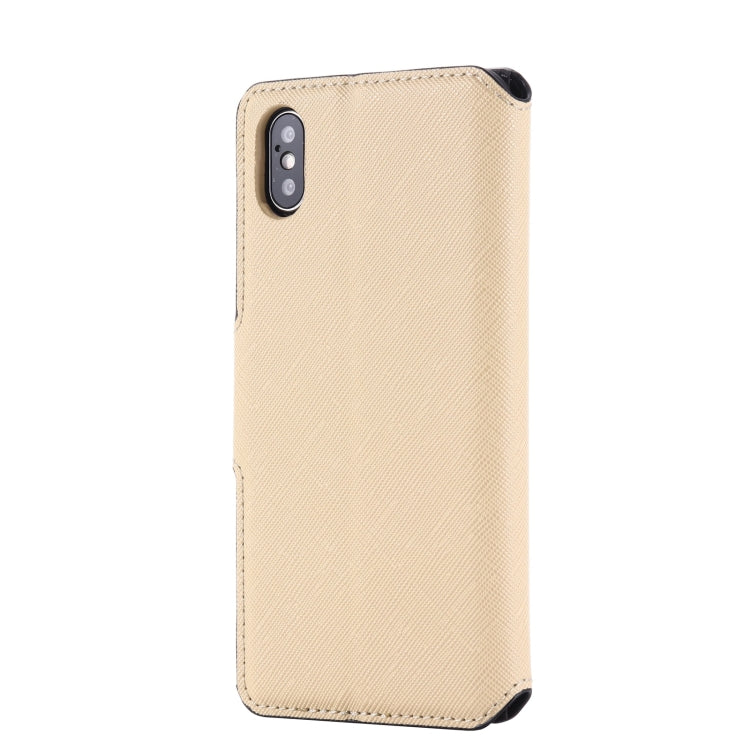 For iPhone X / XS MUXMA MX115 Cross Texture Oil Edge Flip Leather Phone Case