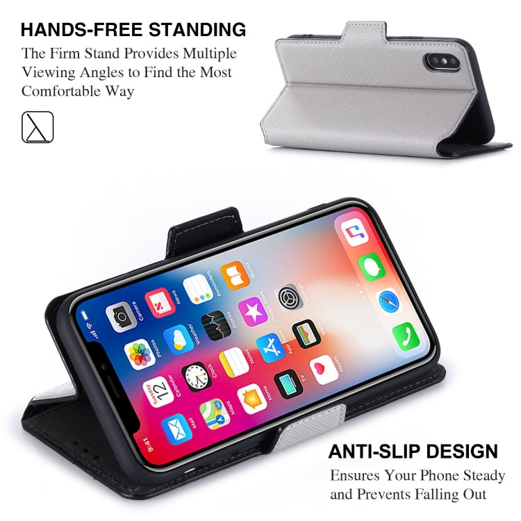 For iPhone X / XS MUXMA MX115 Cross Texture Oil Edge Flip Leather Phone Case