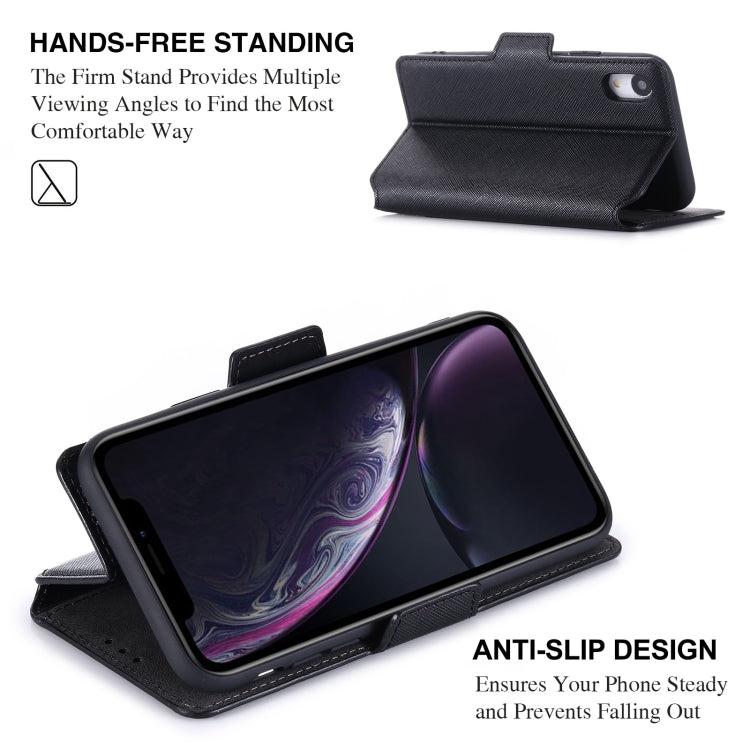 For iPhone XR MUXMA MX115 Cross Texture Oil Edge Flip Leather Phone Case