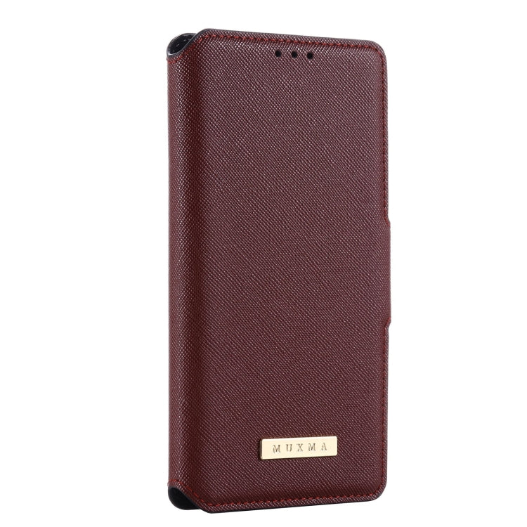 For iPhone XR MUXMA MX115 Cross Texture Oil Edge Flip Leather Phone Case