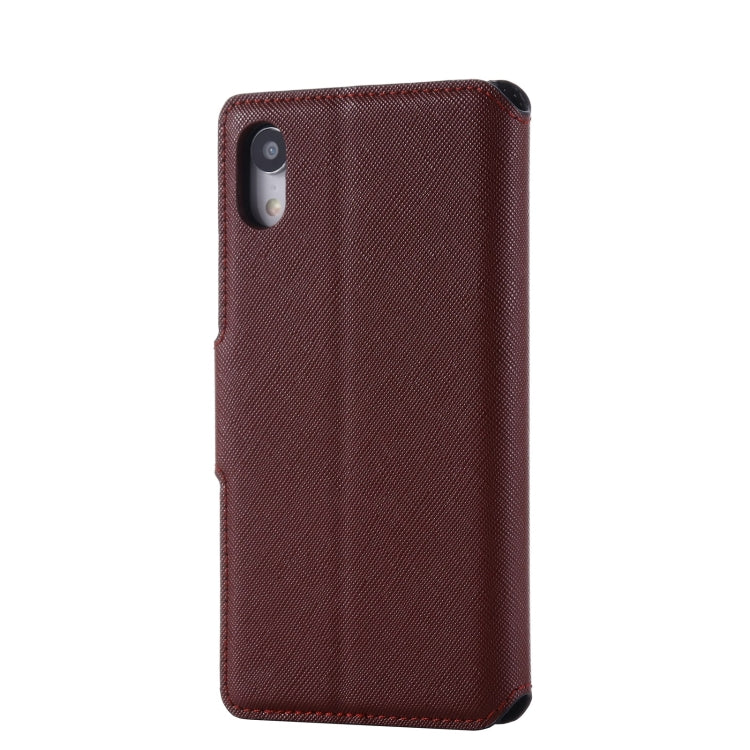 For iPhone XR MUXMA MX115 Cross Texture Oil Edge Flip Leather Phone Case
