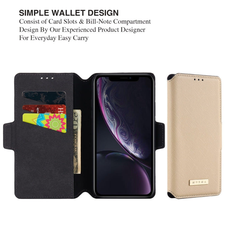 For iPhone XR MUXMA MX115 Cross Texture Oil Edge Flip Leather Phone Case