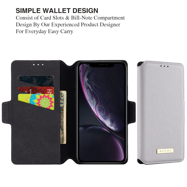 For iPhone XR MUXMA MX115 Cross Texture Oil Edge Flip Leather Phone Case