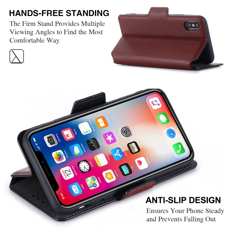 For iPhone XS Max MUXMA MX115 Cross Texture Oil Edge Flip Leather Phone Case