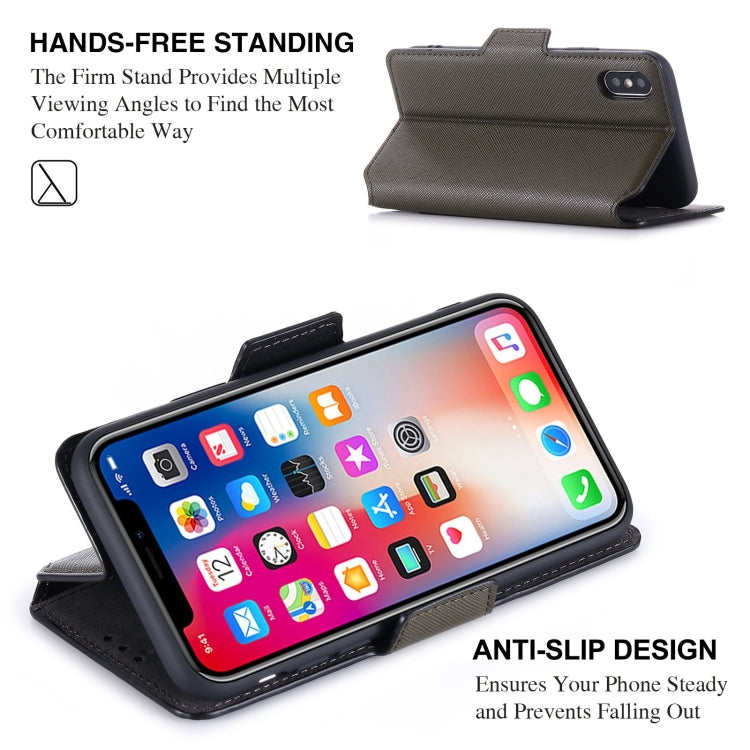 For iPhone XS Max MUXMA MX115 Cross Texture Oil Edge Flip Leather Phone Case