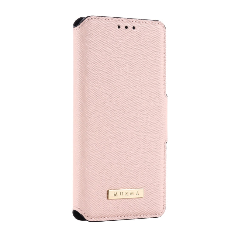 For iPhone XS Max MUXMA MX115 Cross Texture Oil Edge Flip Leather Phone Case