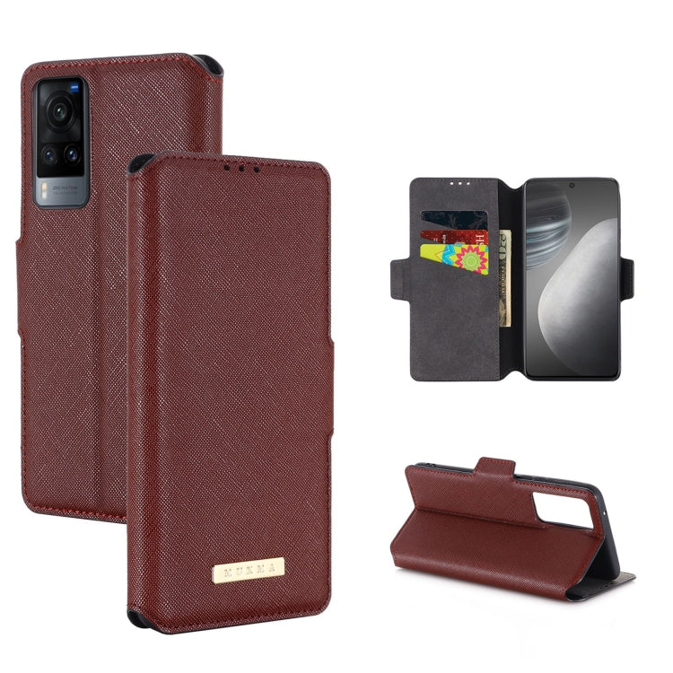 For vivo X60 5G MUXMA MX115 Cross Texture Oil Edge Flip Leather Phone Case