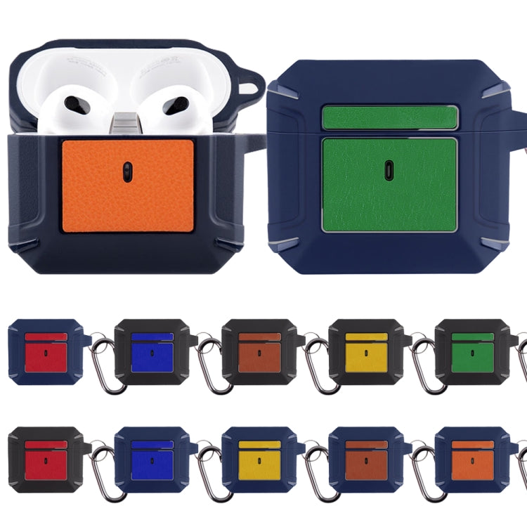 Leather Texture Armor Earphone Protective Case For AirPods 3